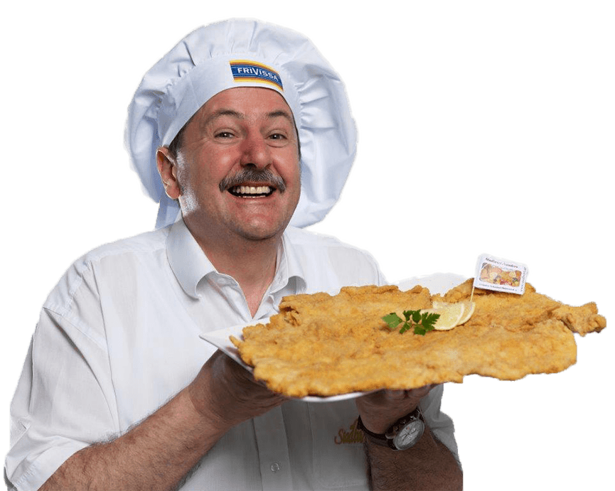 Walter Lutz mit Kochmütze